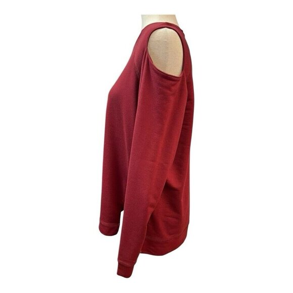 BCG Womens Split Shoulder Sweatshirt~Size Lrg~Deep Red Athletic Sporty Top L5 17 - Picture 7 of 13